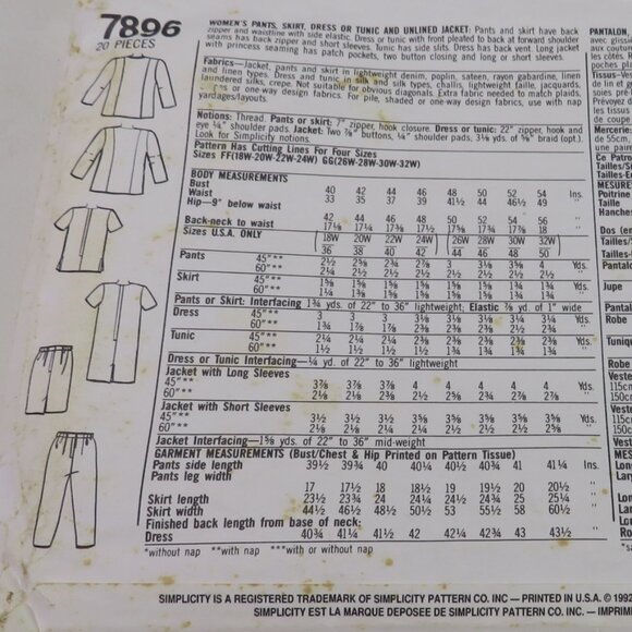 simplicity 7896 sewing pattern dress, jacket, top, pants, skirt - Picture 6 of 9